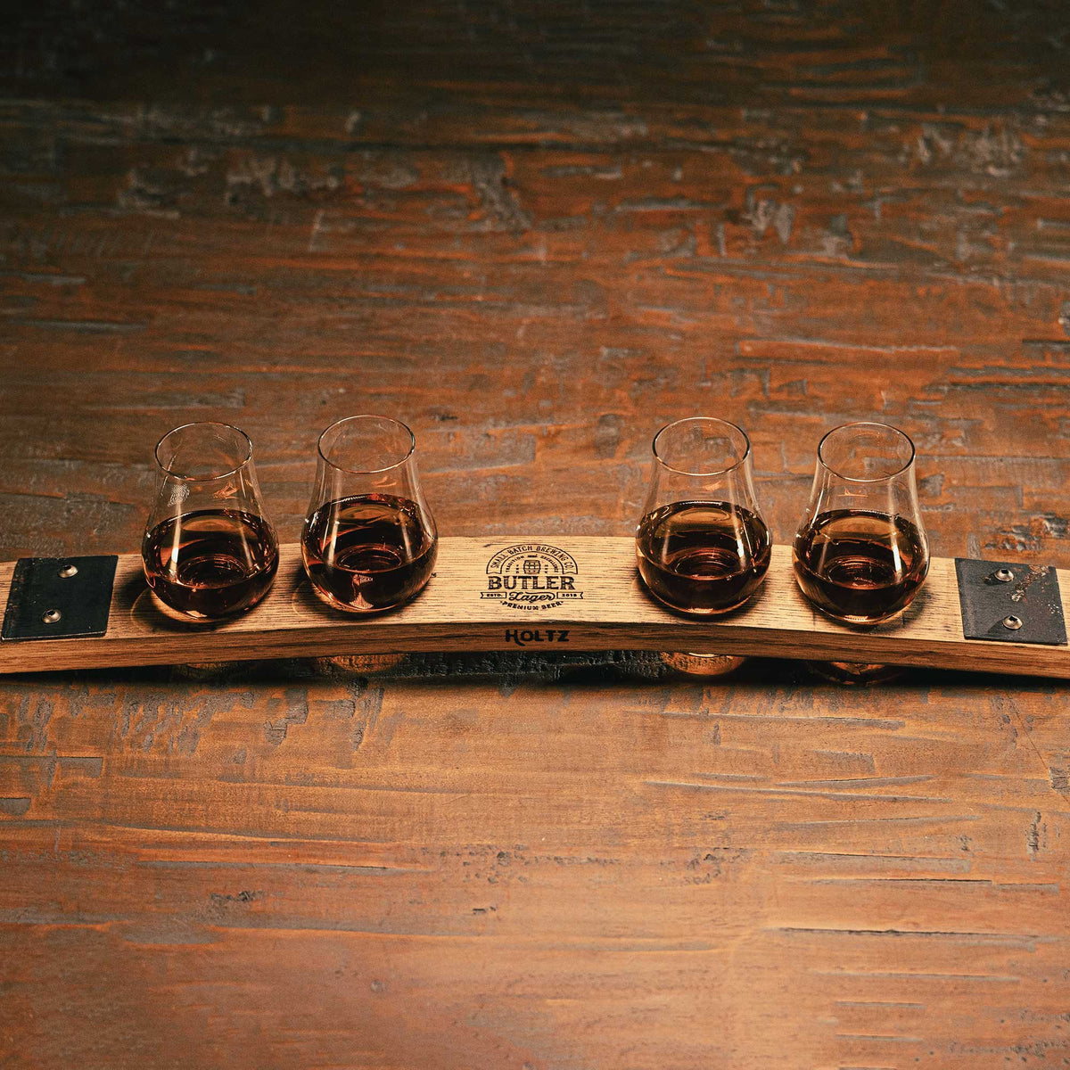 Personalized Whiskey Flight from Tennessee Whiskey Barrel Stave Barware