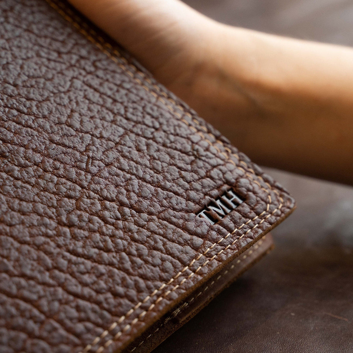 Personalized Leather Journal with Shrunken Bison Leather Cover - The Scholar