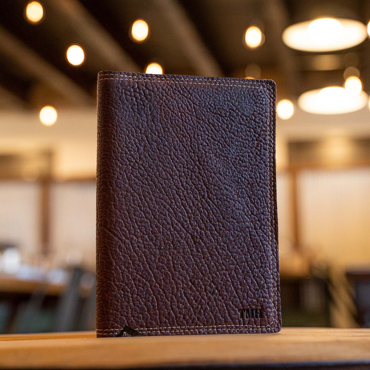 Personalized Leather Journal with Shrunken Bison Leather Cover - The Scholar