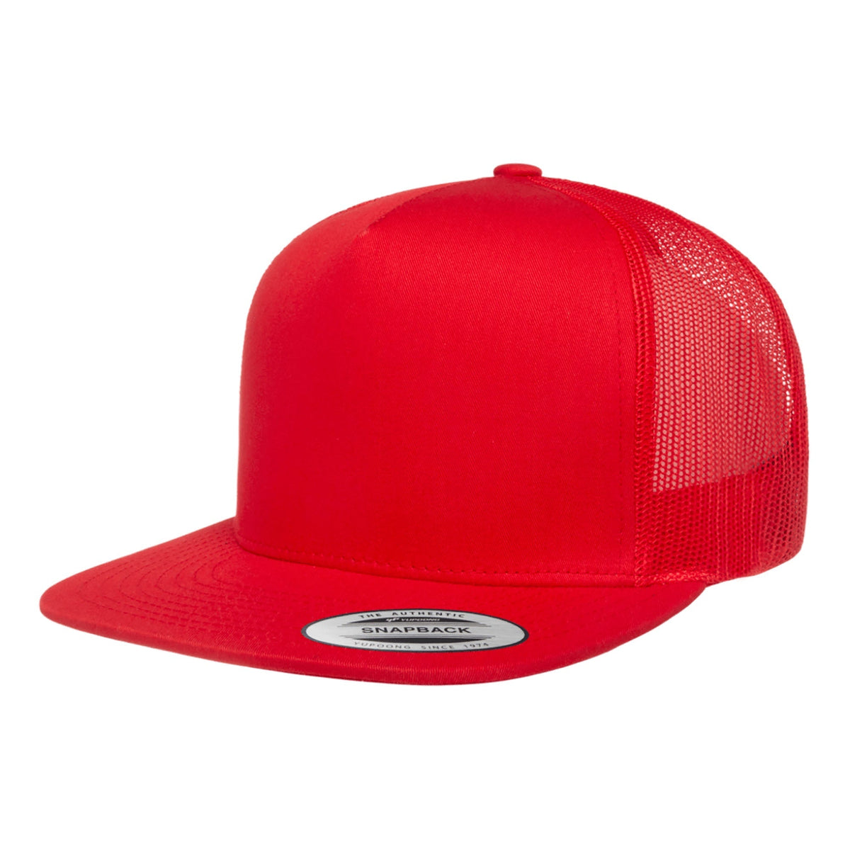 Lasered Leather Patch Trucker Mesh Snapback Hat ~ Yupoong 6006 Cap ~ Customized with YOUR LOGO