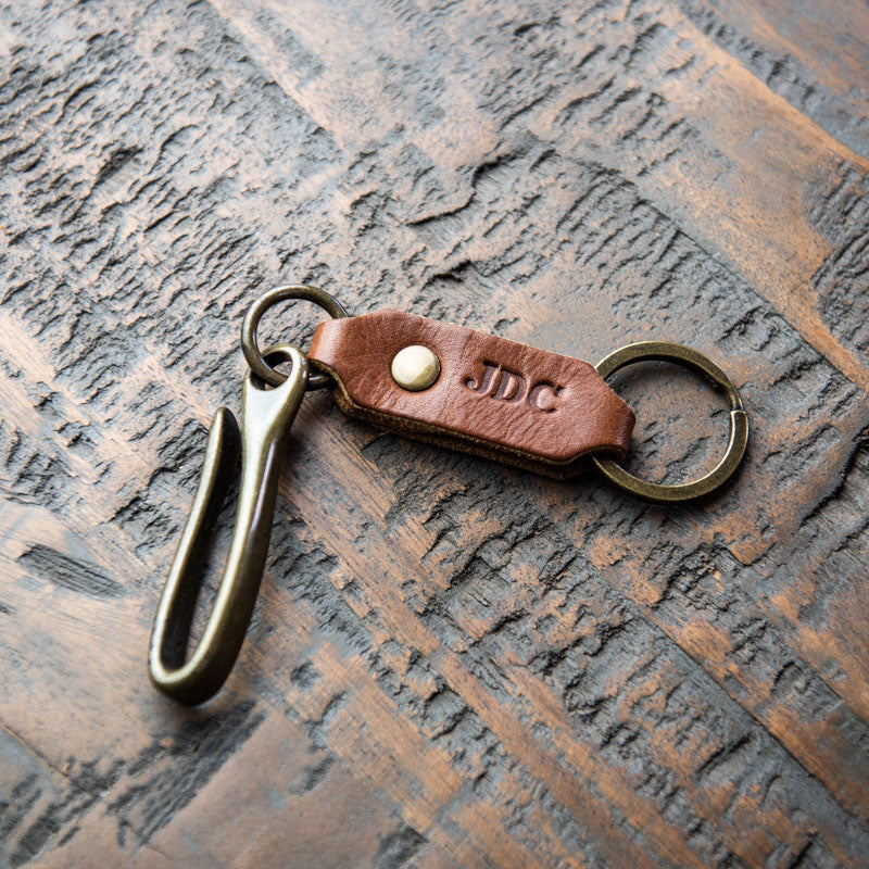 car keys on fish hook Personalized Leather Clip Keychain Key Chain Ring - Big Bass Hook