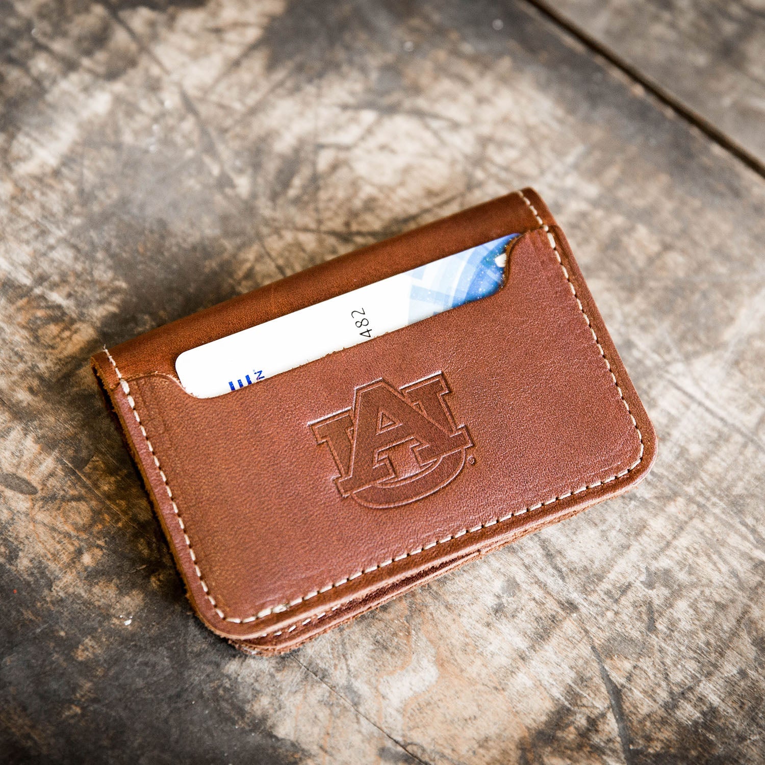 Bifold money clip wallet with Auburn University logo
