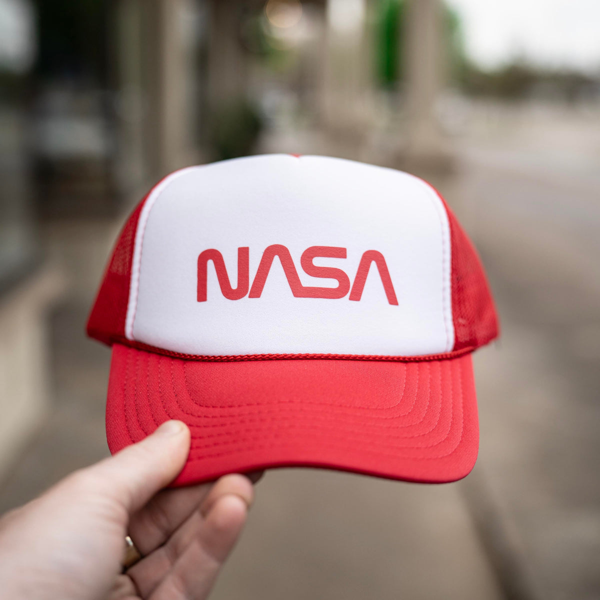 Nasa Space Logo Decal - White &amp; Black Foam Trucker Hat