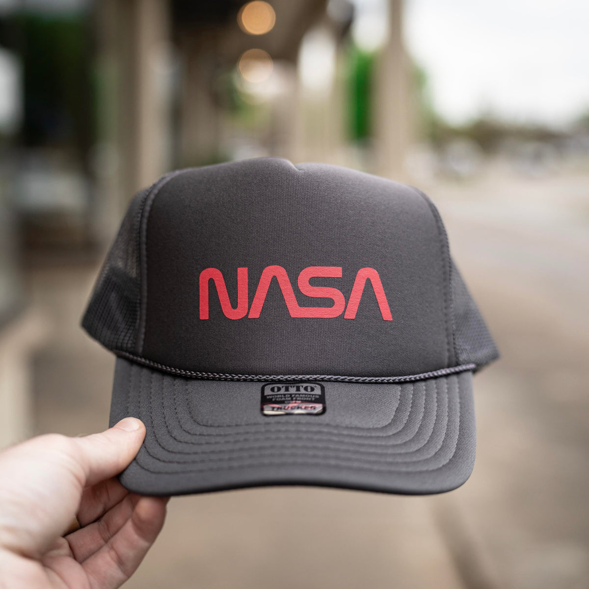 Nasa Space Logo Decal - White &amp; Black Foam Trucker Hat