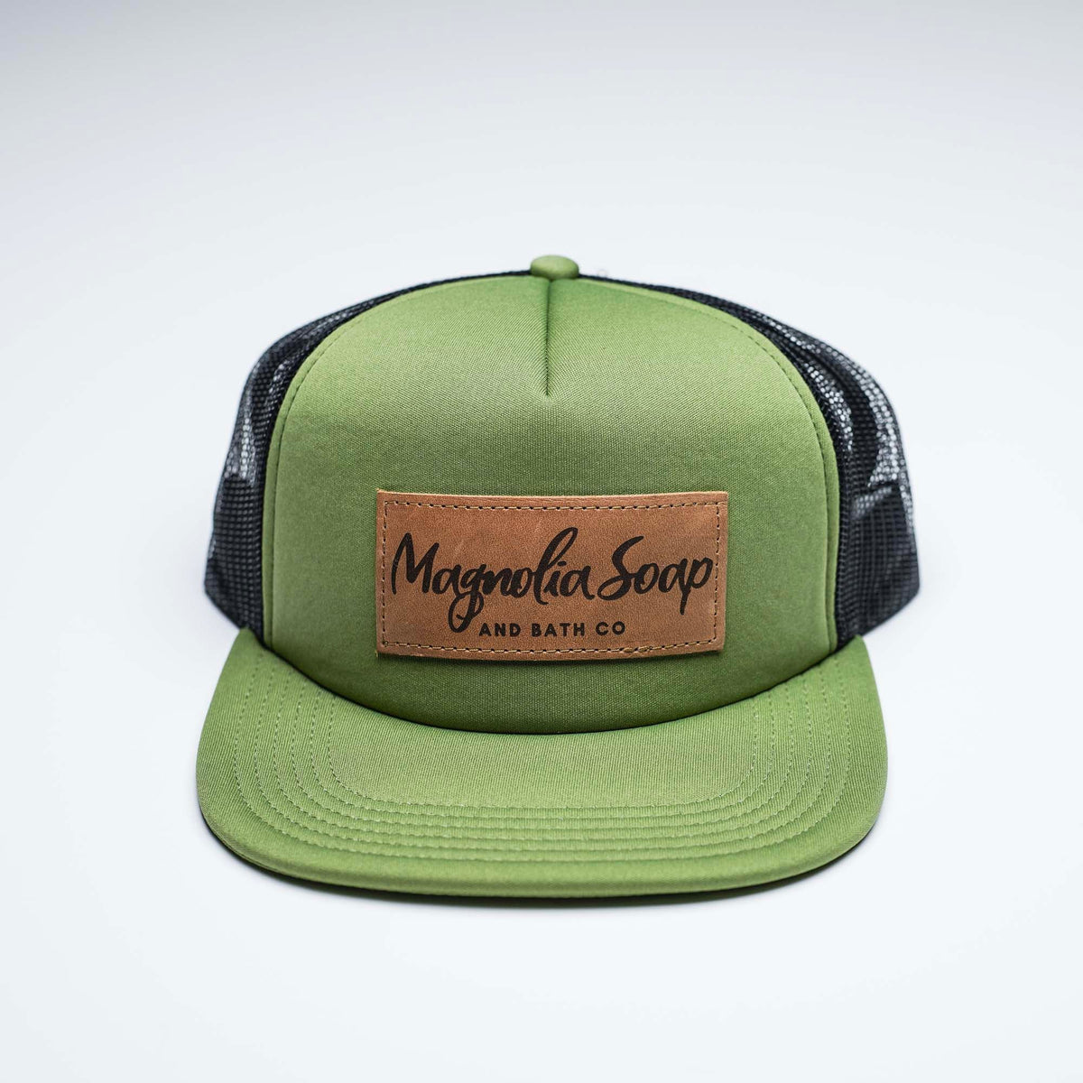 Lasered Leather Patch Trucker Hat ~ Big Accessories BG30 Foam Front Trucker Cap ~ Customized with YOUR LOGO