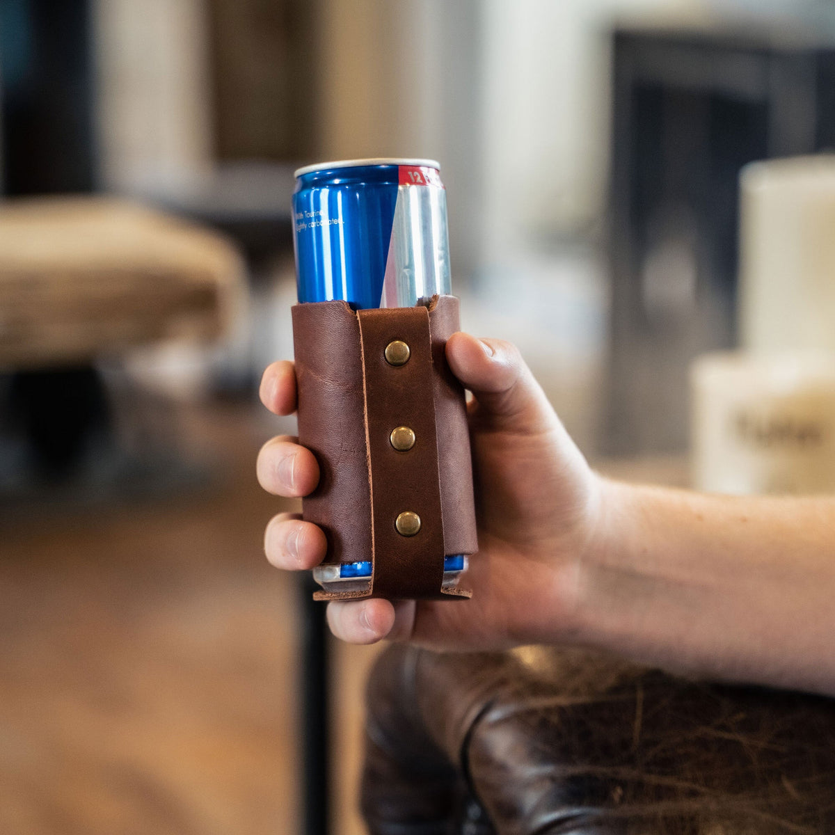 The Blitz Can Coozie - Full-Grain Leather