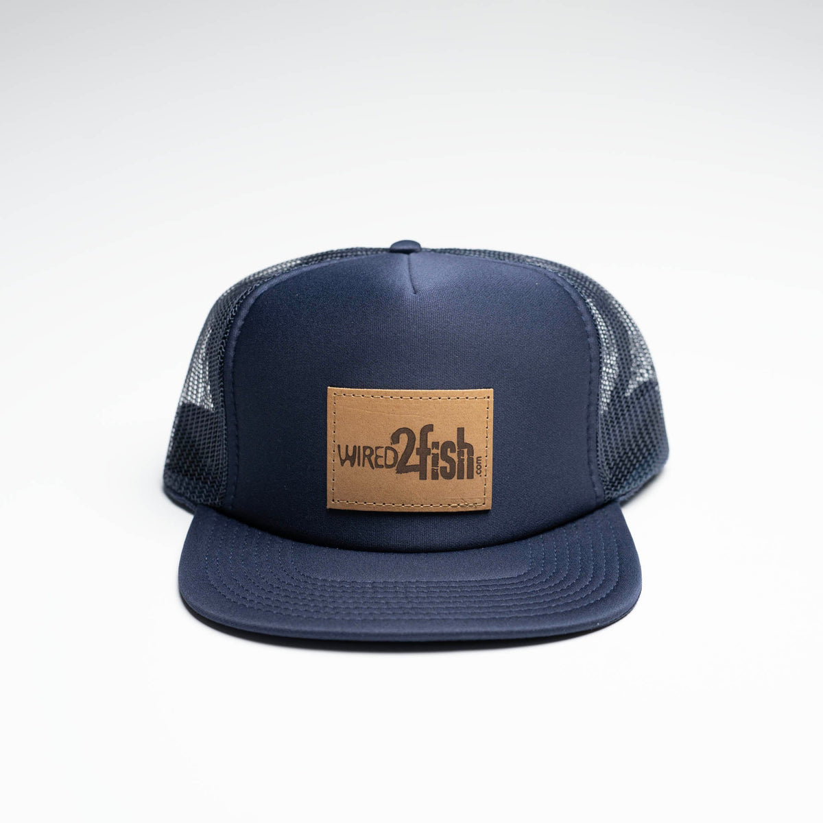 Lasered Leather Patch Flat Bill Trucker Hat ~ Otto 32-1037 &quot;OTTO SNAP&quot; 5 Panel Snapback ~ Customized with YOUR LOGO