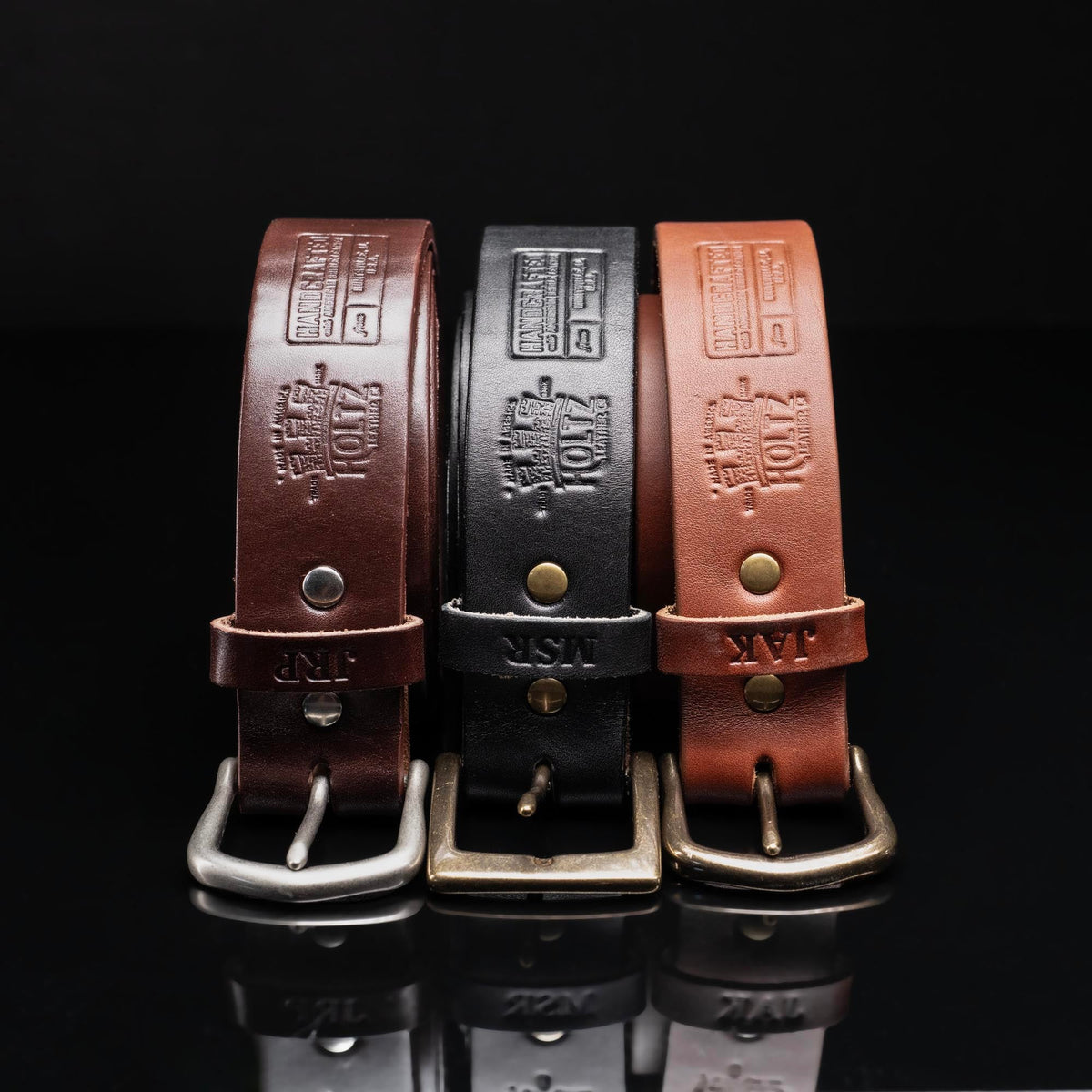 Personalized Bridle Leather Men&#39;s Casual Belt – Square Nickel or Brass Buckle