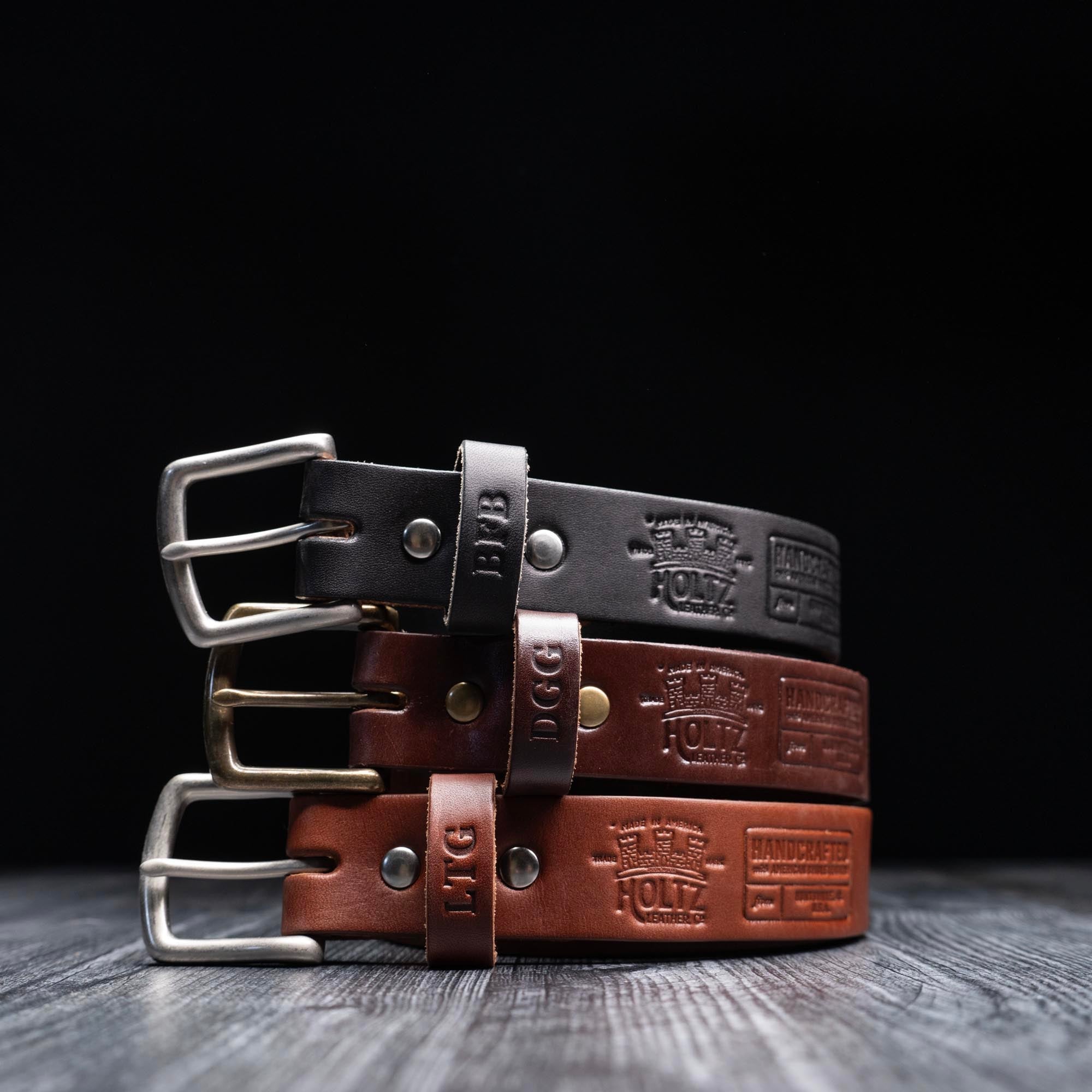 men's brown leather dress belt Two-in-One Reversible Military grade antique brass buckle Howl + Hide - Dress