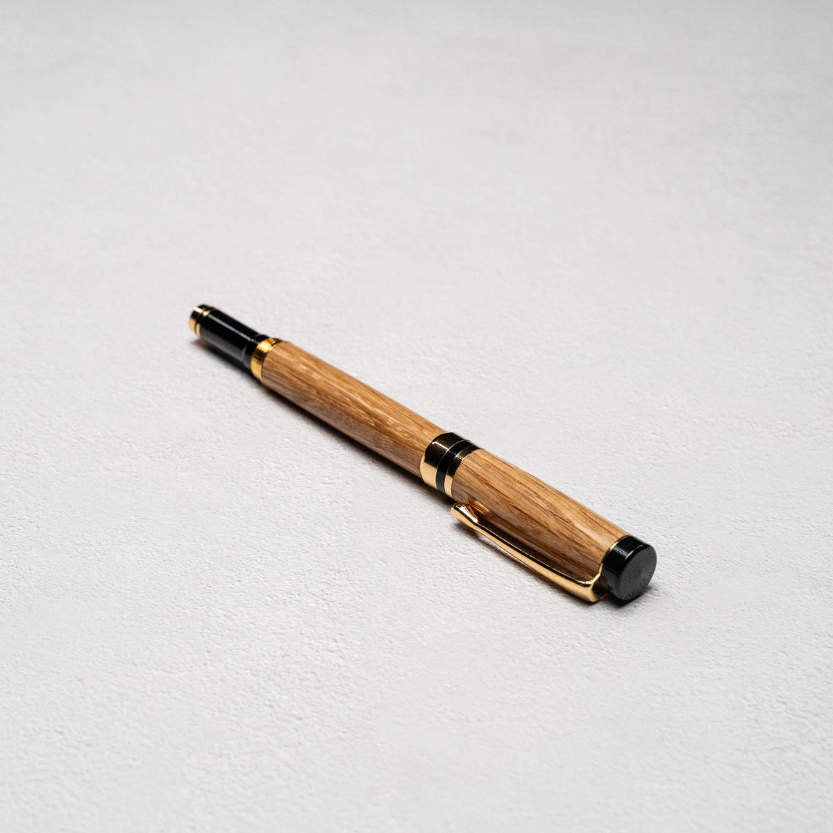 Hand-Turned American Chestnut Rollerball Pen + Fine Leather Pen Sleeve