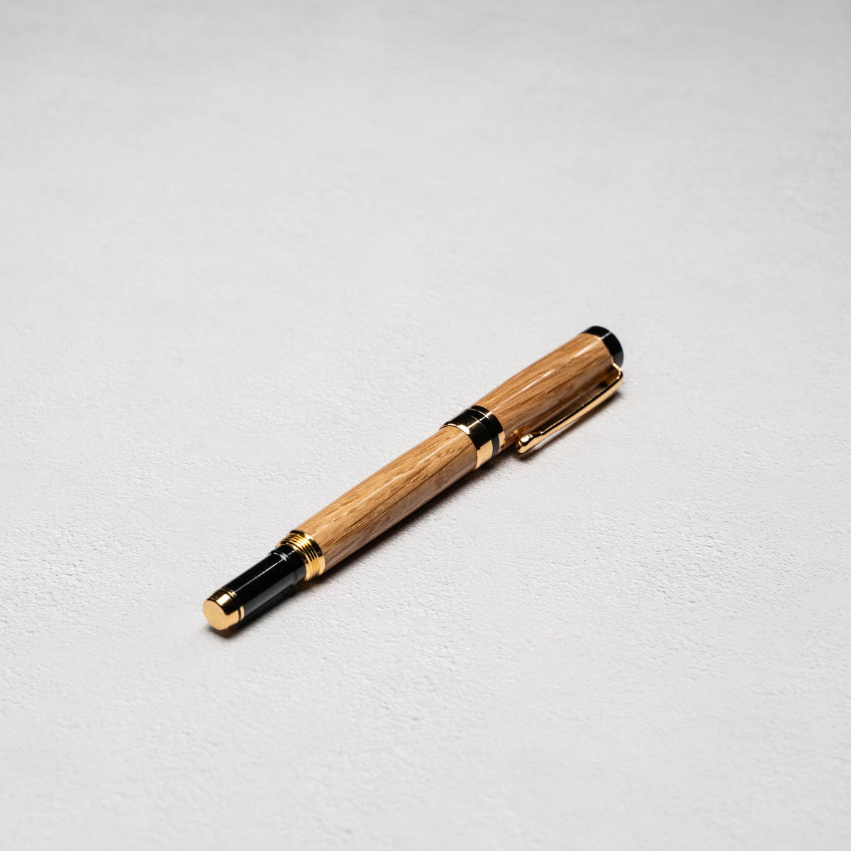 Hand-Turned American Chestnut Rollerball Pen + Fine Leather Pen Sleeve