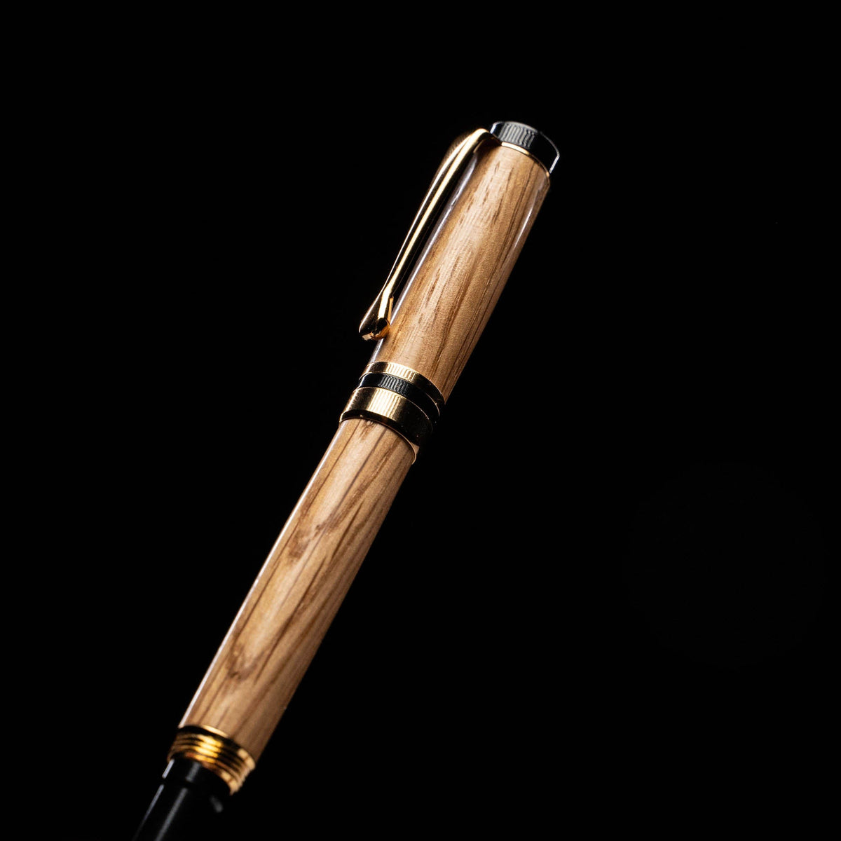 Hand-Turned American Chestnut Rollerball Pen + Fine Leather Pen Sleeve