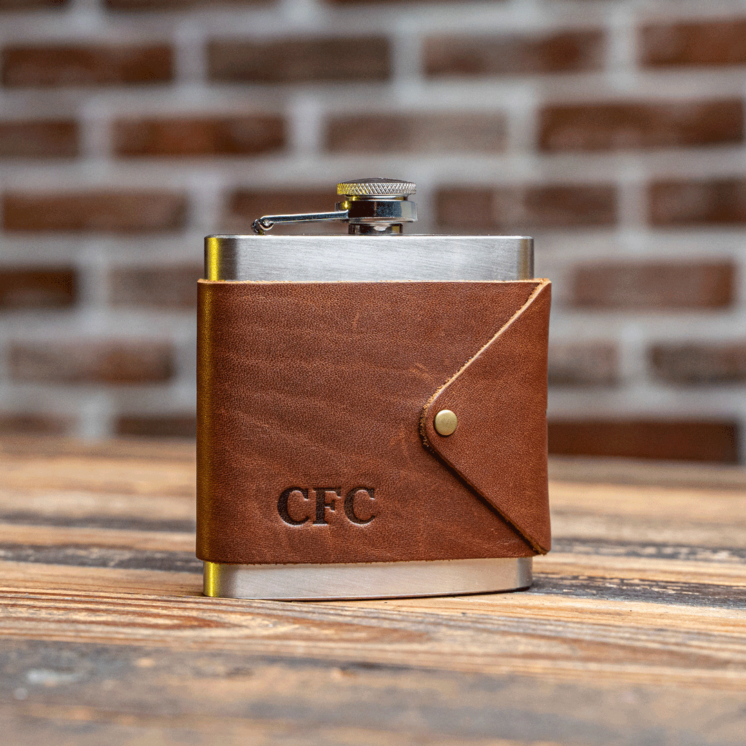 The Lucky Leather Flask Unique Personalized Groomsmen Gift