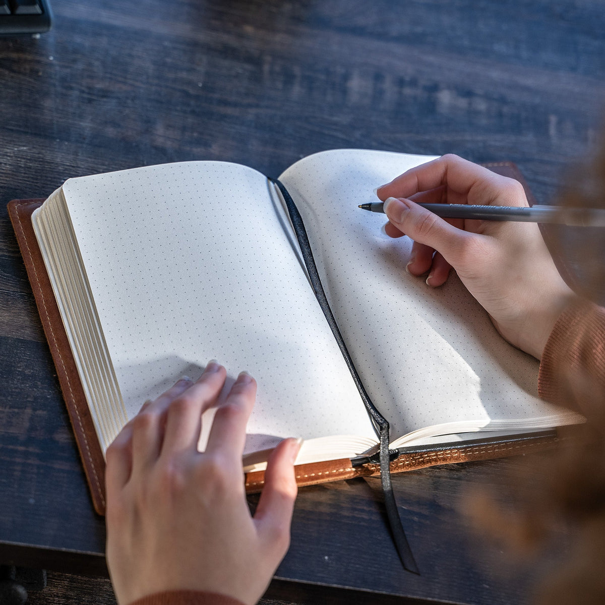 Personalized Leather Journal with Shrunken Bison Leather Cover - The Scholar