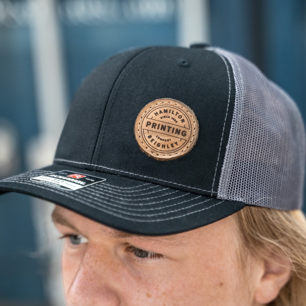 Richardson 112 Custom Trucker Offset Leather Patch Hat with YOUR LOGO – Customized