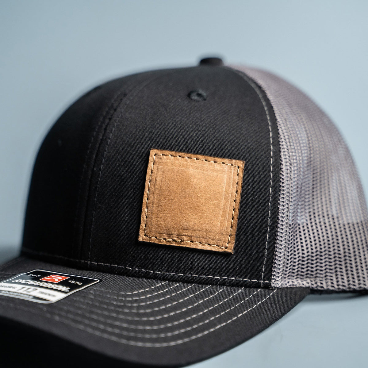 Richardson 112 Custom Trucker Offset Leather Patch Hat with YOUR LOGO – Customized