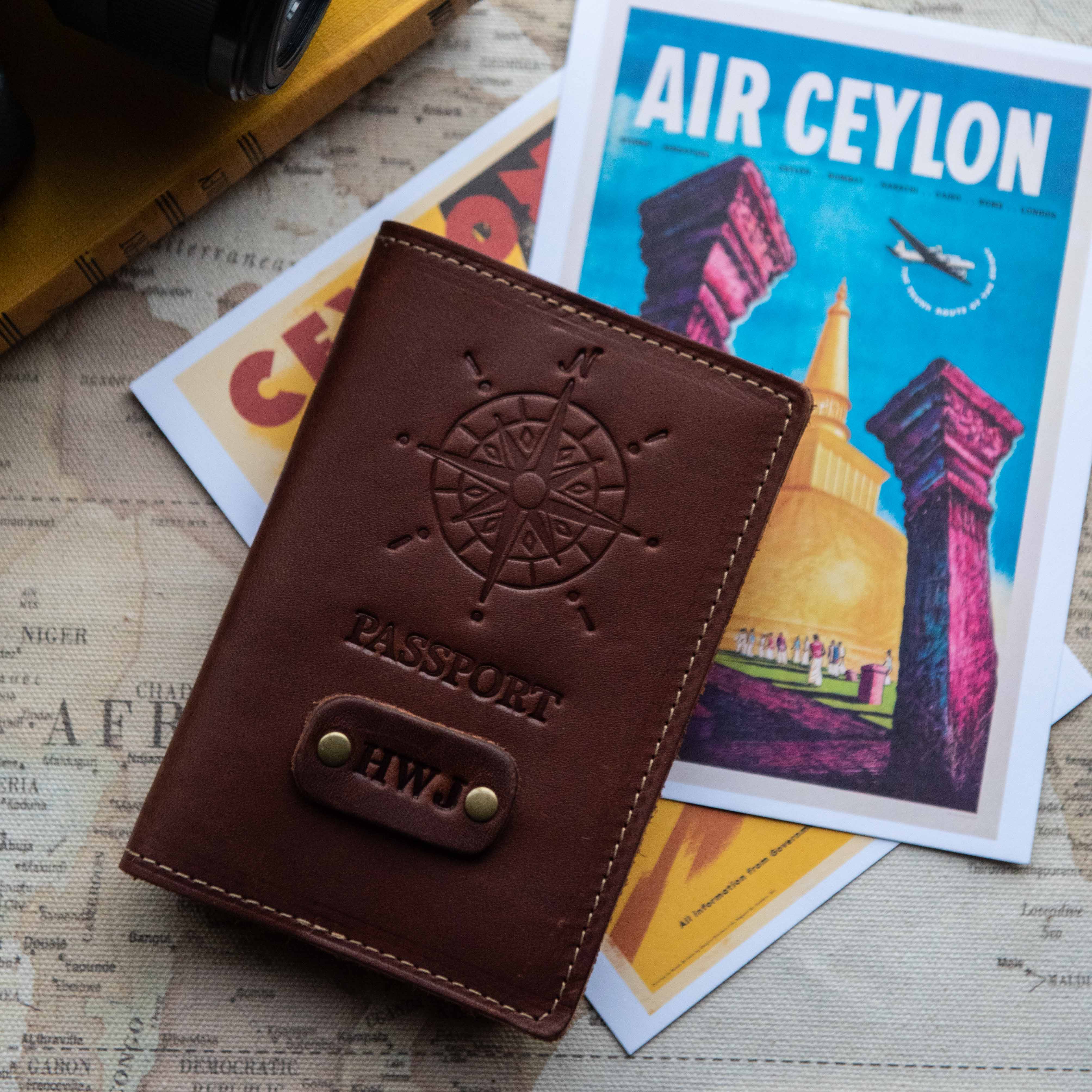 The Expedition Personalized Leather Passport Cover - Holtz Co.