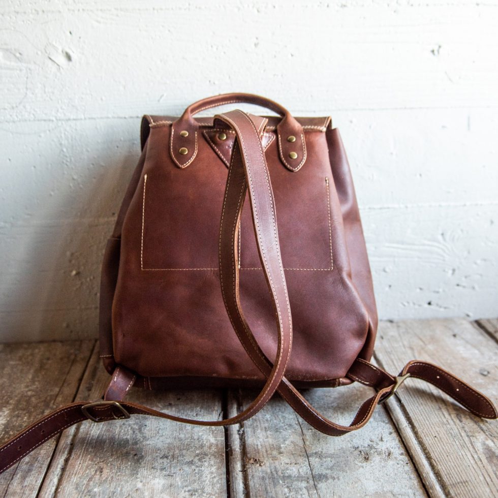 The Emerson Womens Fine Leather Backpack Purse in Brown