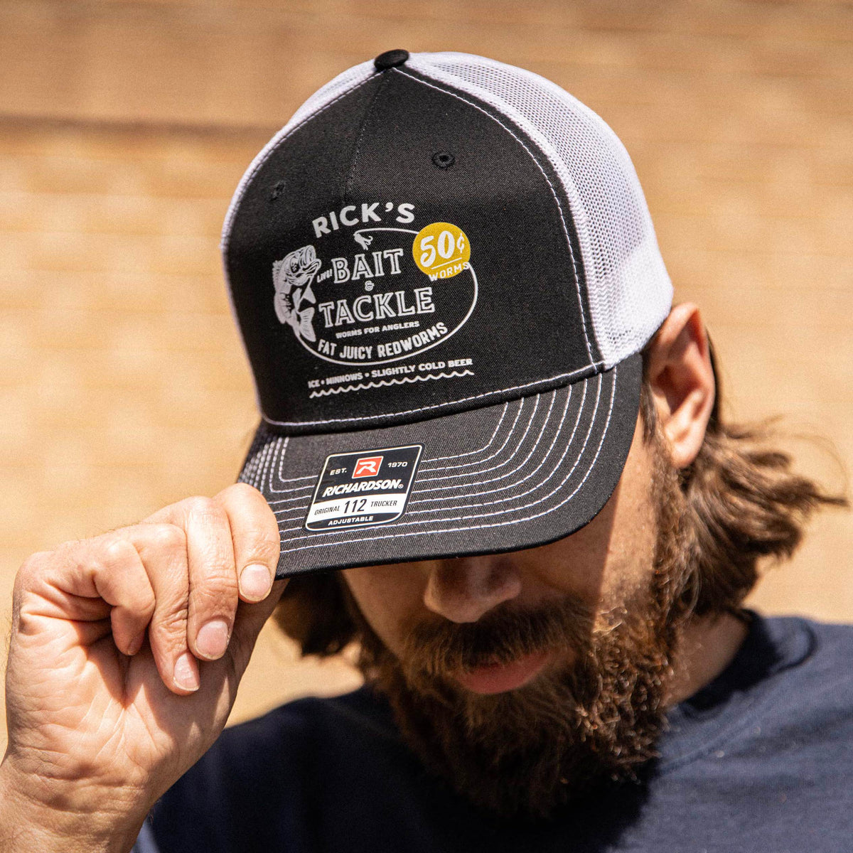 Custom Fishing Bait &amp; Tackle Vintage Ink™ Logo Customized with Your Name ~ Richardson 112FP Five Panel Trucker Hat