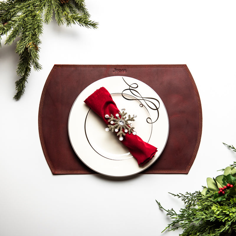 Straight Edged Oval Personalized Fine Leather Placemats