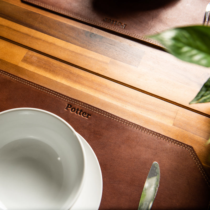 Beveled Edge Personalized Fine Leather Placemats
