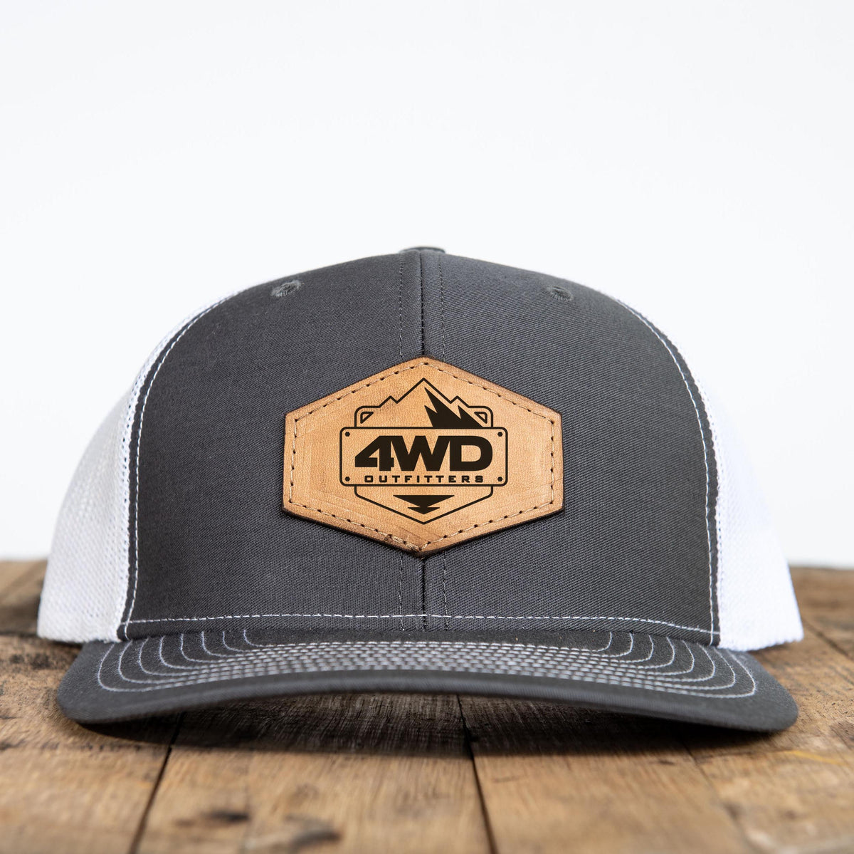Mtn. Ride Wholesale Lasered Leather Patch Trucker Hat ~ Richardson 112 Hat ~ Customized with YOUR LOGO