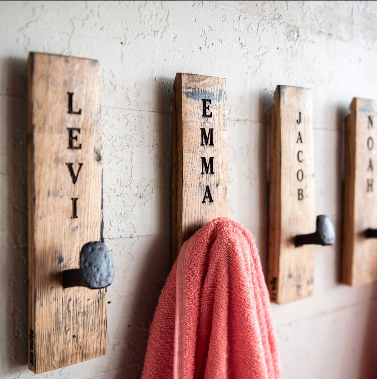 Tennessee Whiskey Barrel Stave Towel Hanger Wall Hooks
