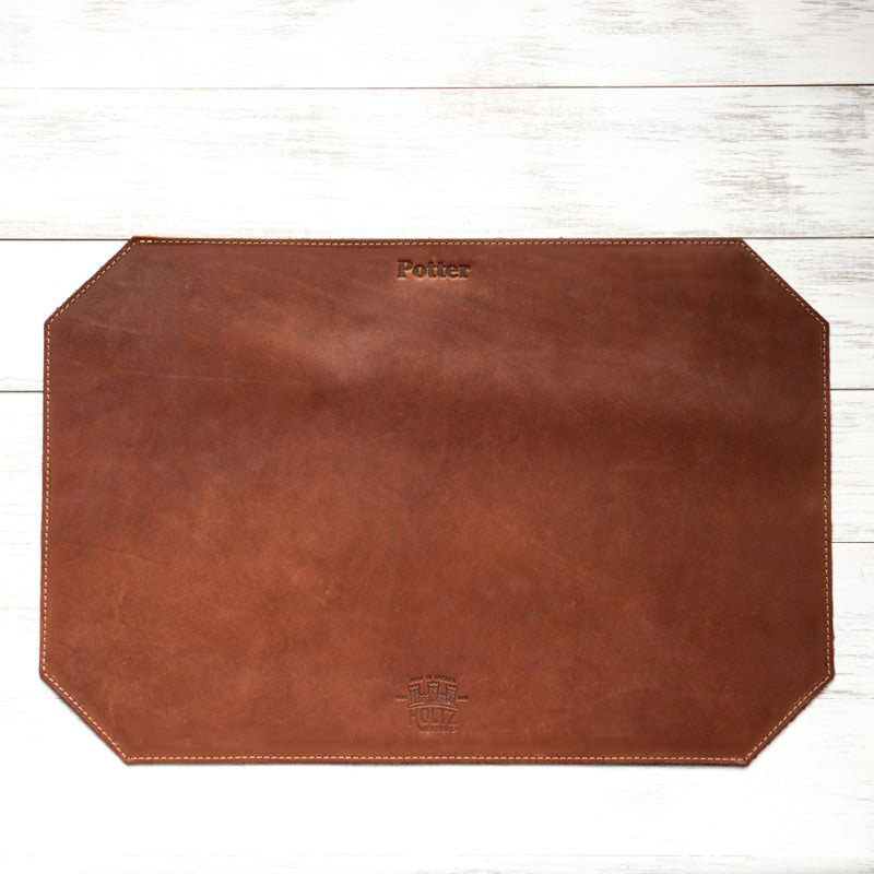 Beveled Edge Personalized Fine Leather Placemat