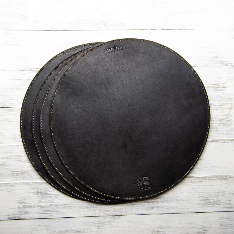 Circle Personalized Fine Leather Placemats