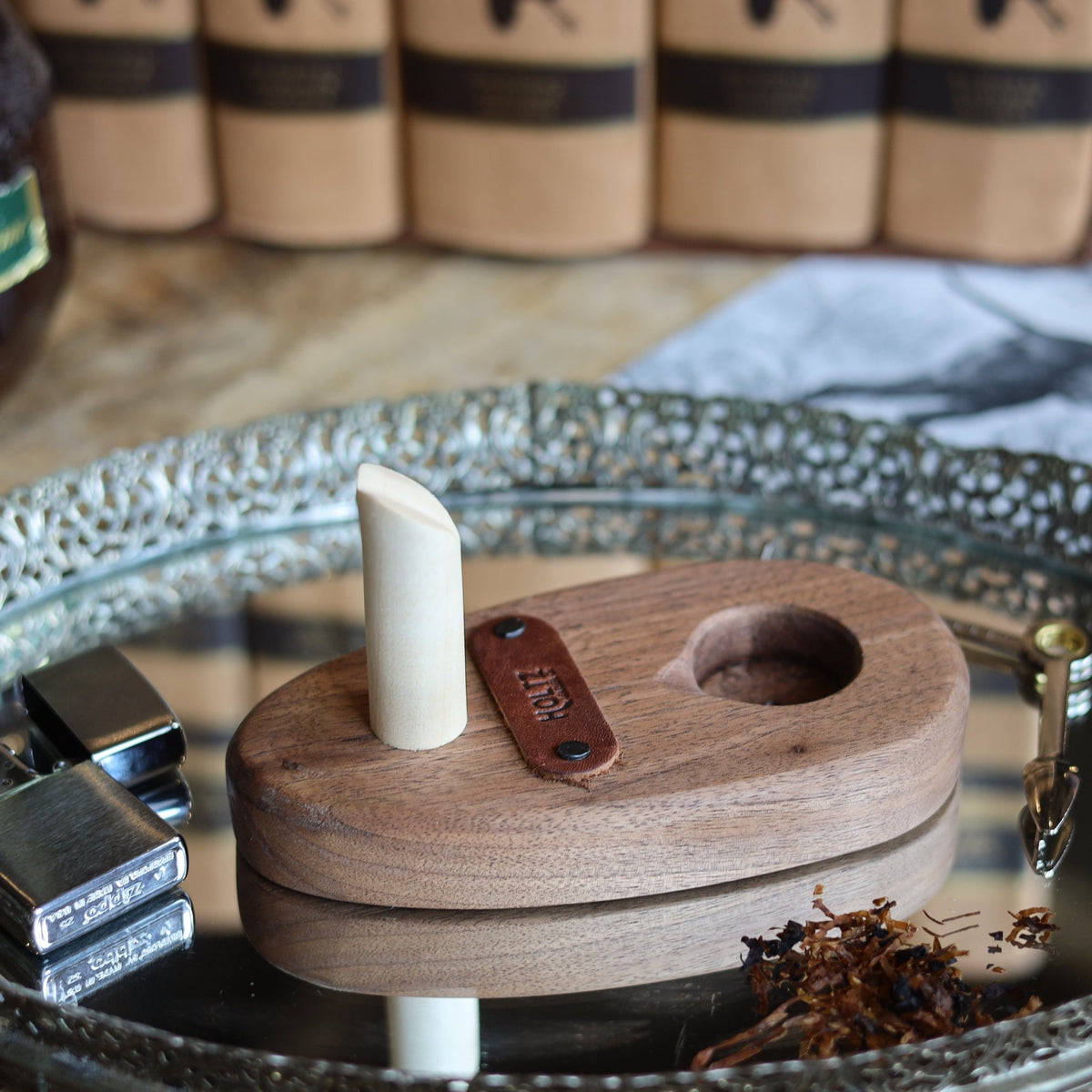 Hand Carved Pipe Holder from American Black Walnut