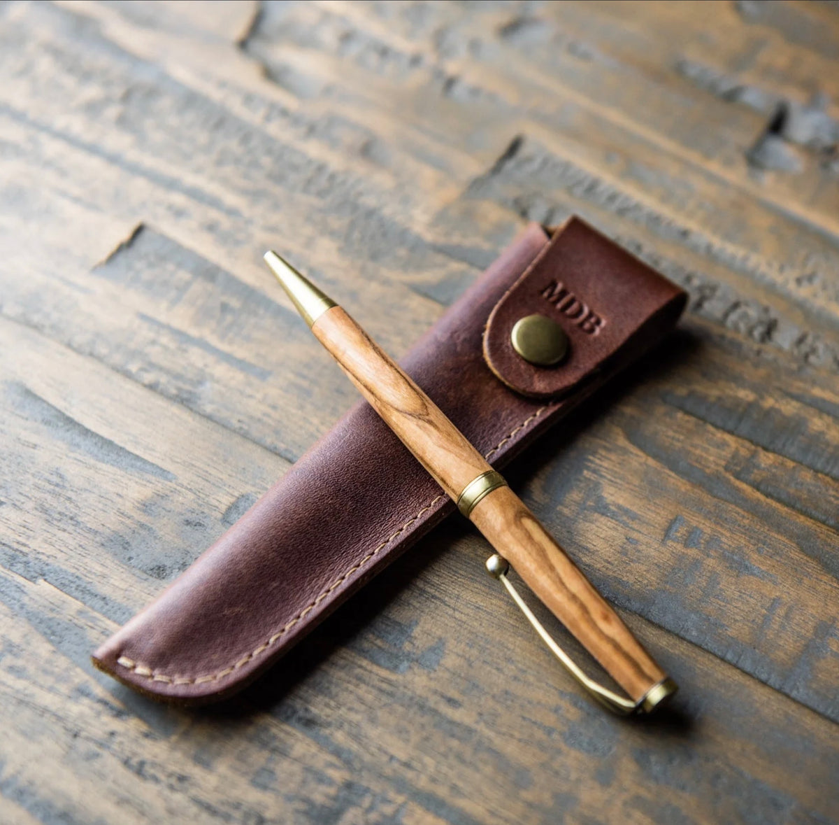 Hand-Turned Bethlehem Olive Wood Comfort Style Pen + Pen Sleeve