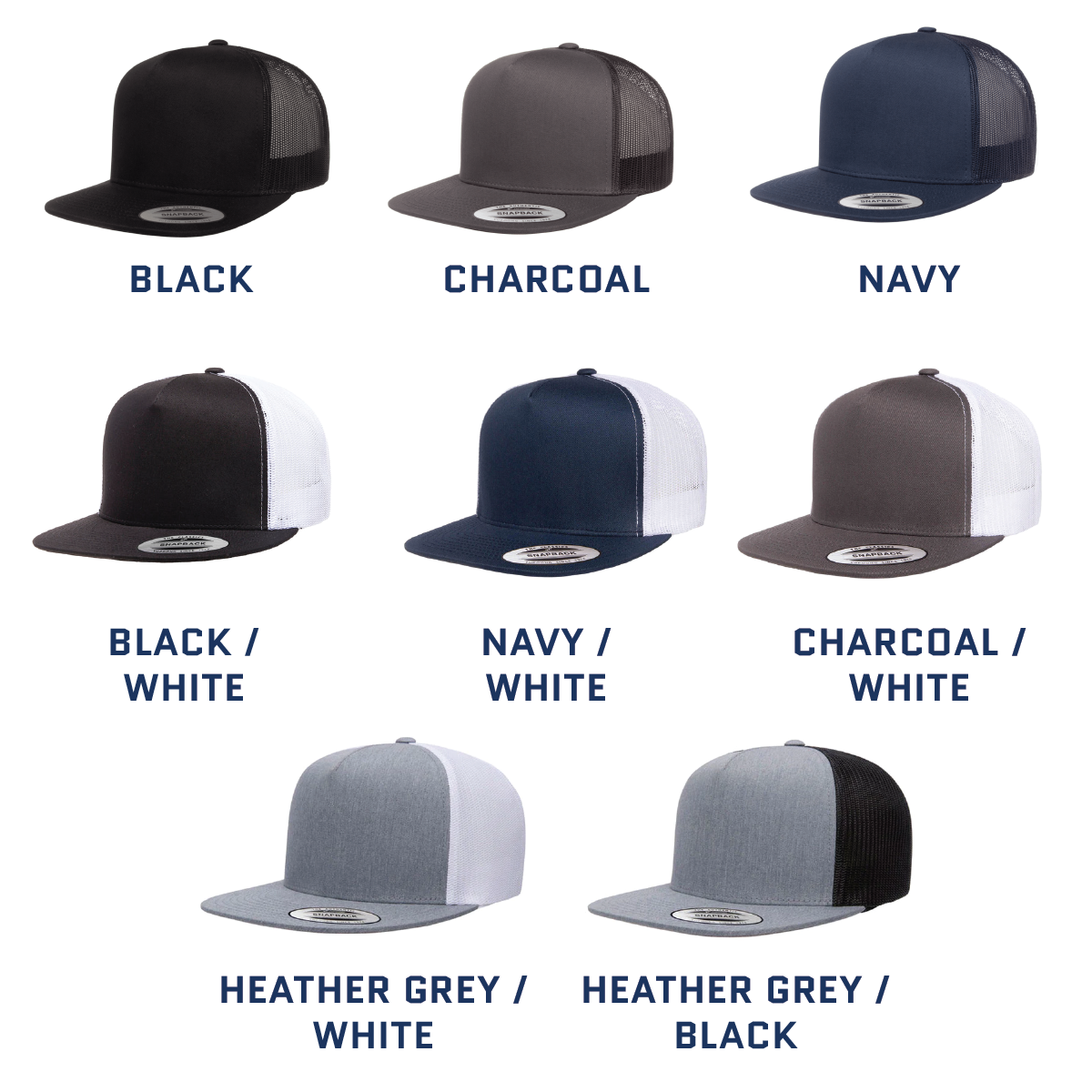 Lasered Leather Patch Trucker Mesh Snapback Hat ~ Yupoong 6006 Cap ~ Customized with YOUR LOGO