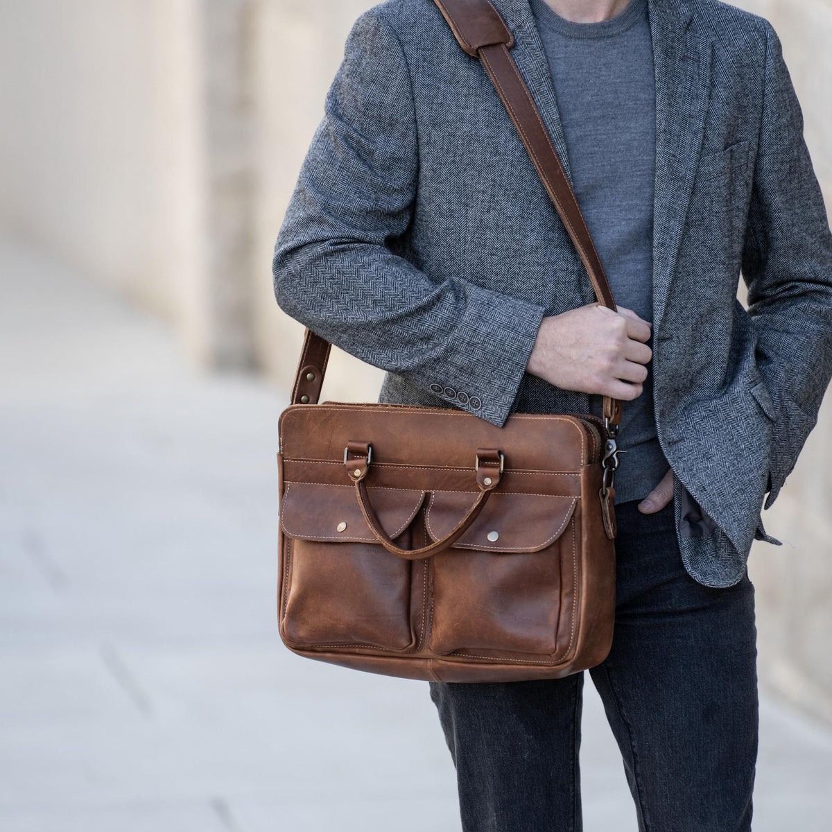 No. 102 Entrepreneur Fine Leather Briefcase & Professional Laptop Bag