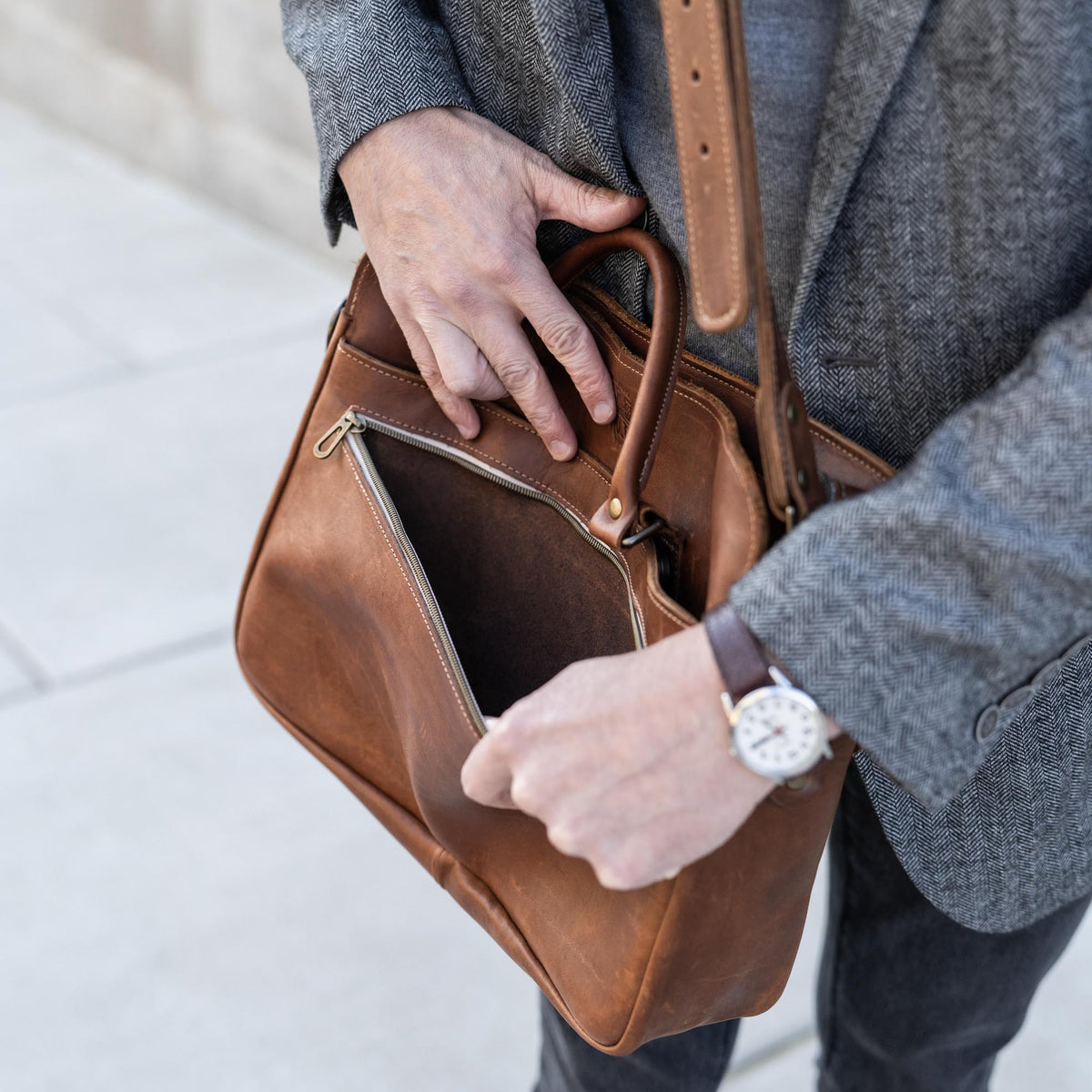 No. 102 Entrepreneur Fine Leather Briefcase & Professional Laptop Bag