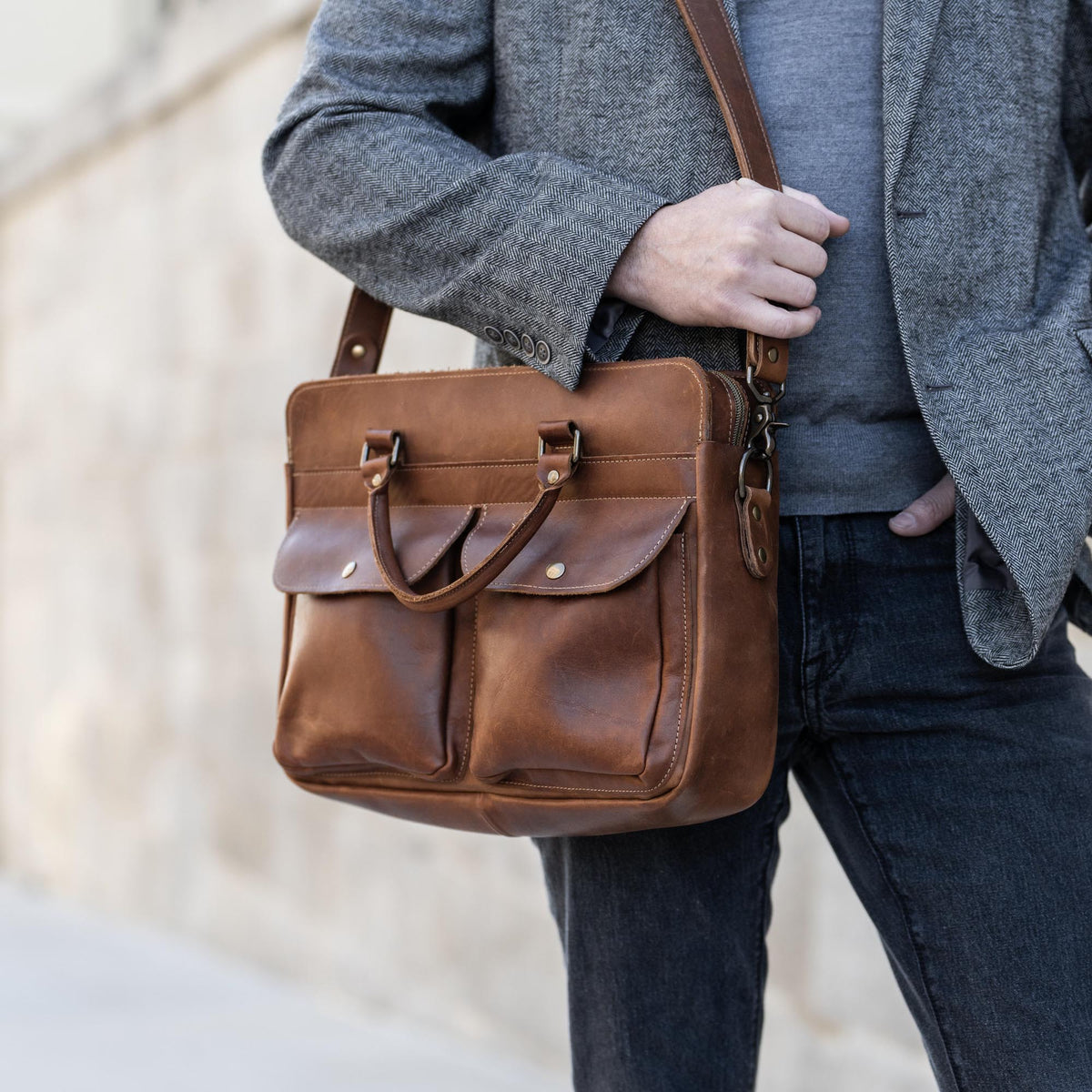 No. 102 Entrepreneur Fine Leather Briefcase & Professional Laptop Bag