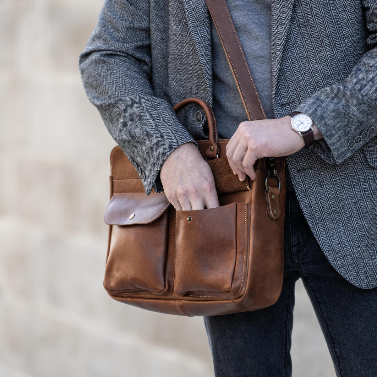 No. 102 Entrepreneur Fine Leather Briefcase & Professional Laptop Bag