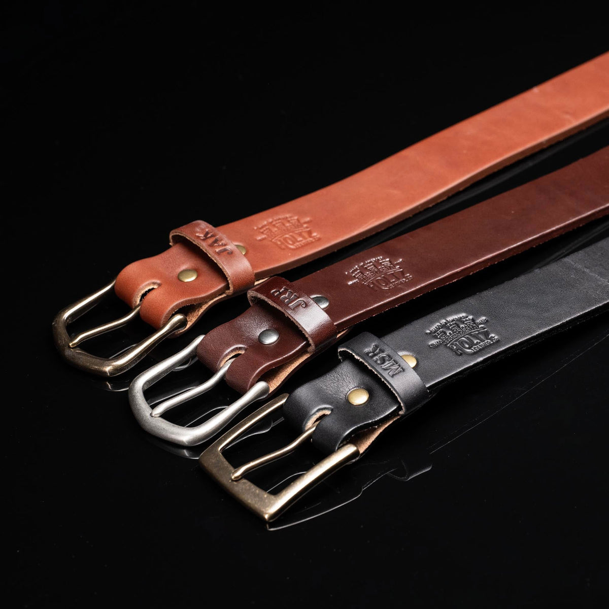 Personalized Bridle Leather Men's Casual Belt – Square Nickel or Brass Buckle