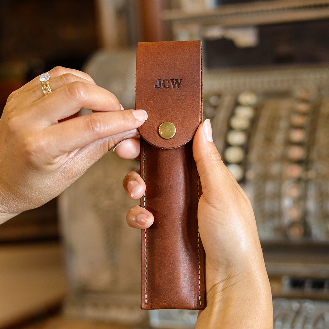 Personalized Fine Leather Pencil Sleeve