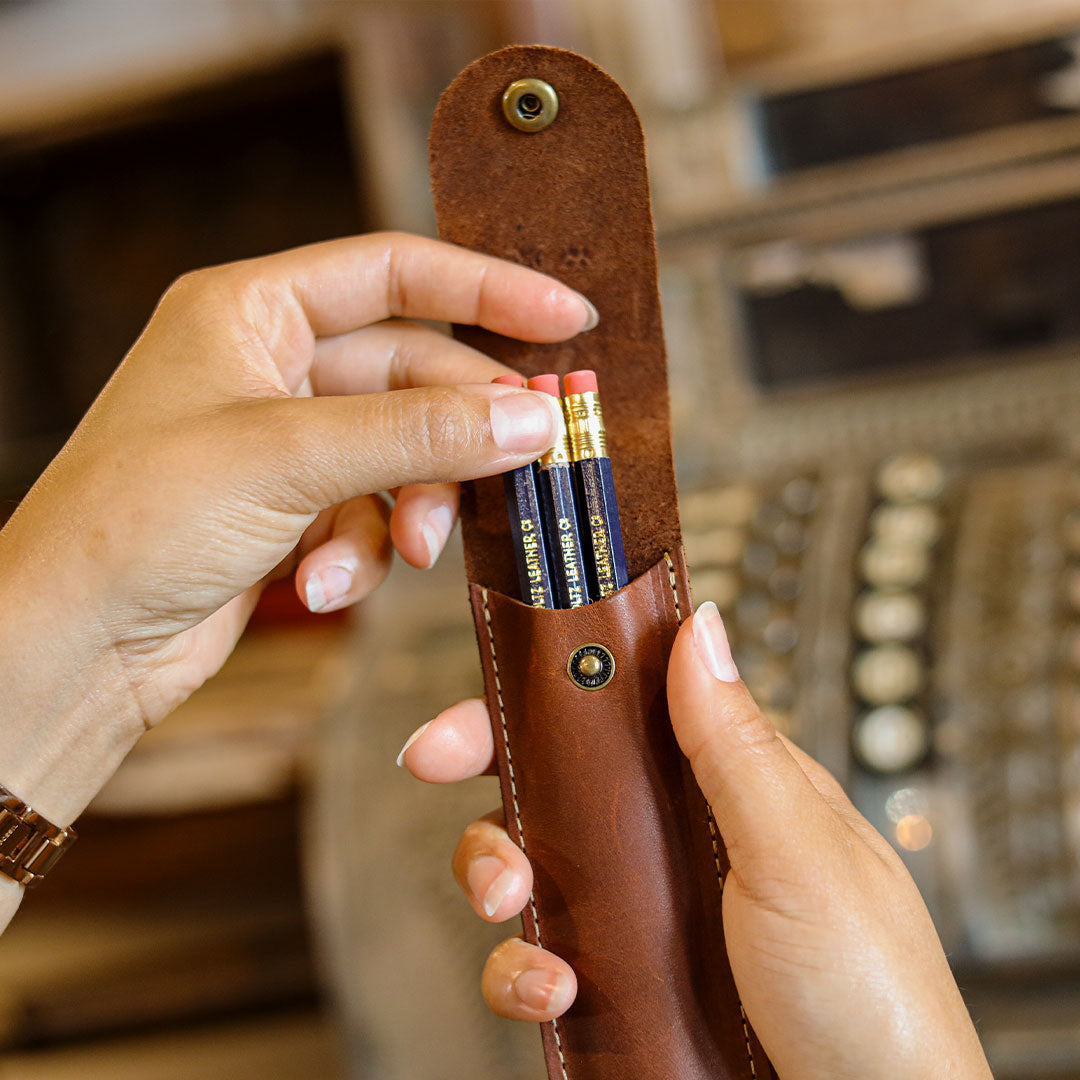 Personalized Fine Leather Pencil Sleeve