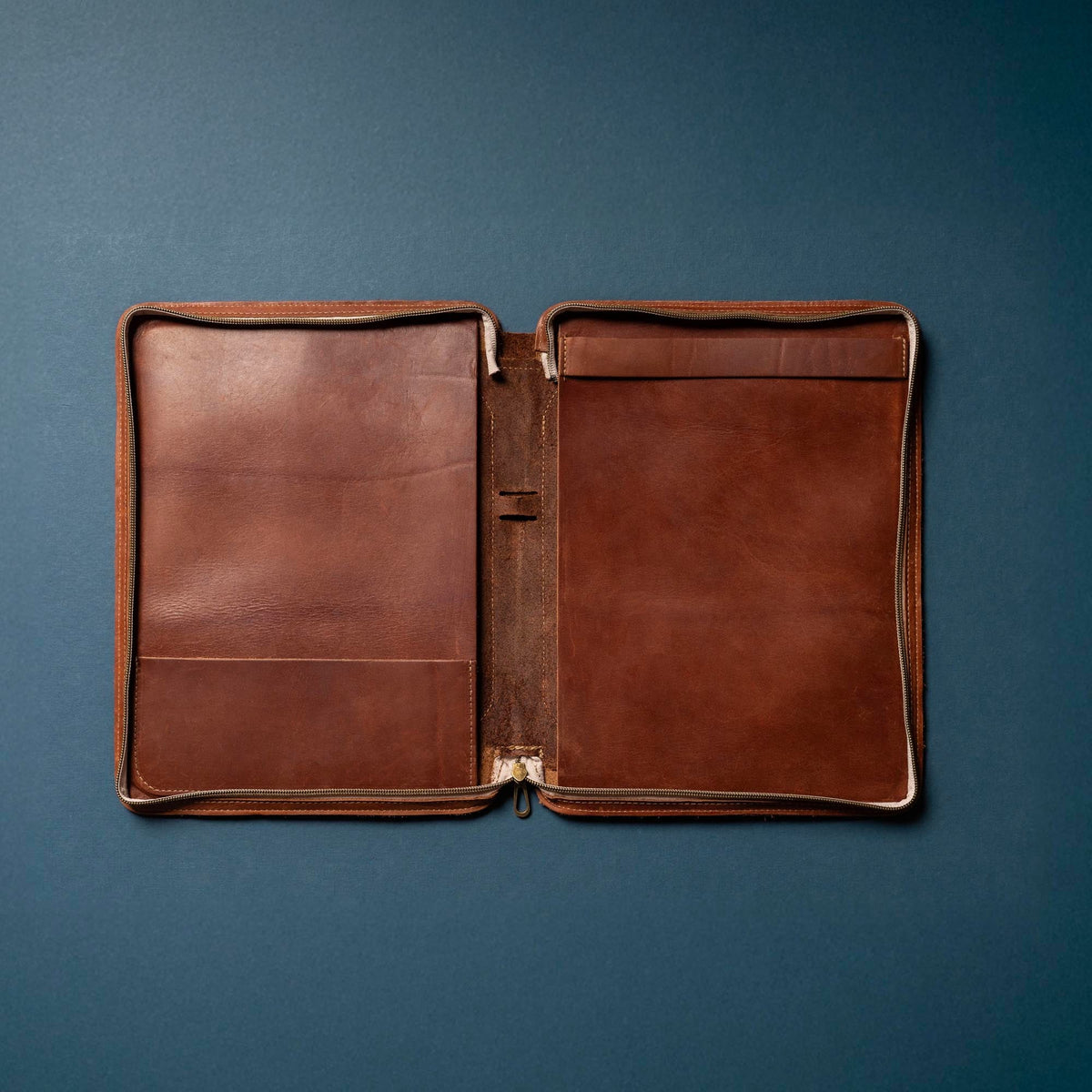 The Carnegie Fine Leather Zippered Portfolio Padfolio Laptop or iPad Case - with two Journals