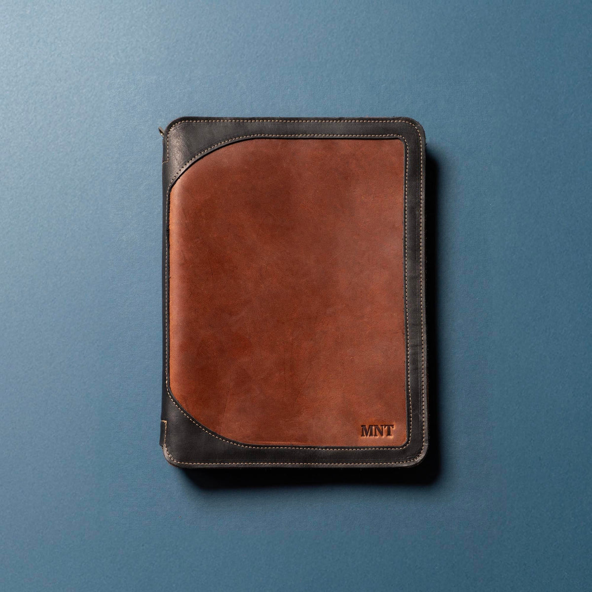 The Carnegie Fine Leather Zippered Portfolio Padfolio Laptop or iPad Case - with two Journals