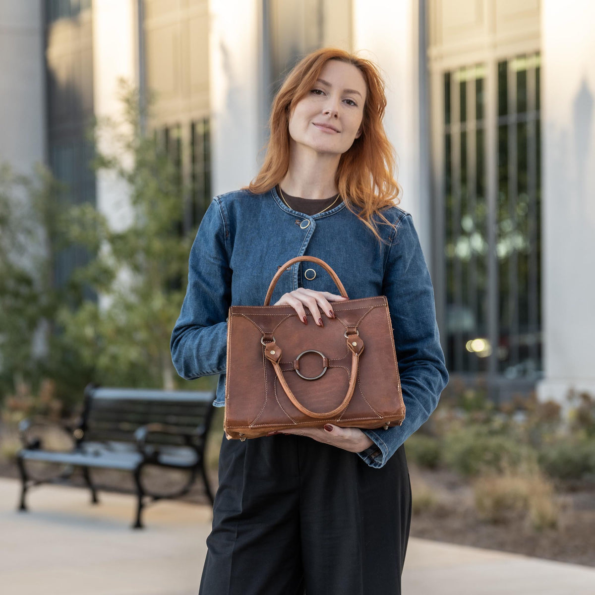 The Ellie Fine Leather Structured Women's Handbag and Crossbody Purse