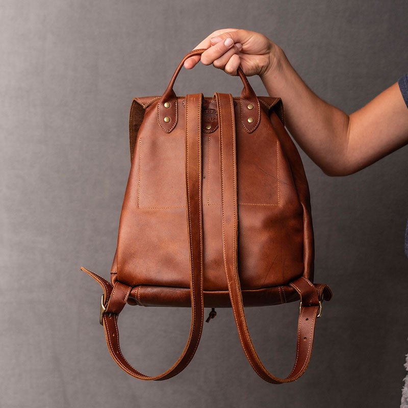 The Emerson Womens Fine Leather Backpack Purse in Brown