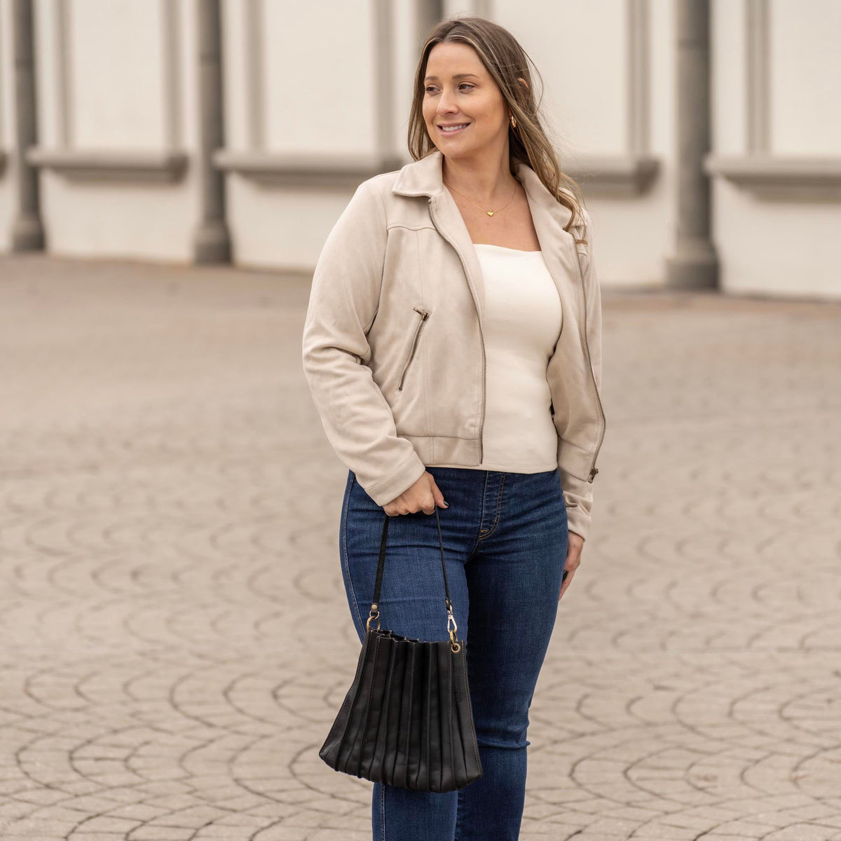 The Kiley Fine Leather Pleated Women's Crossbody Purse and Shoulder Bag