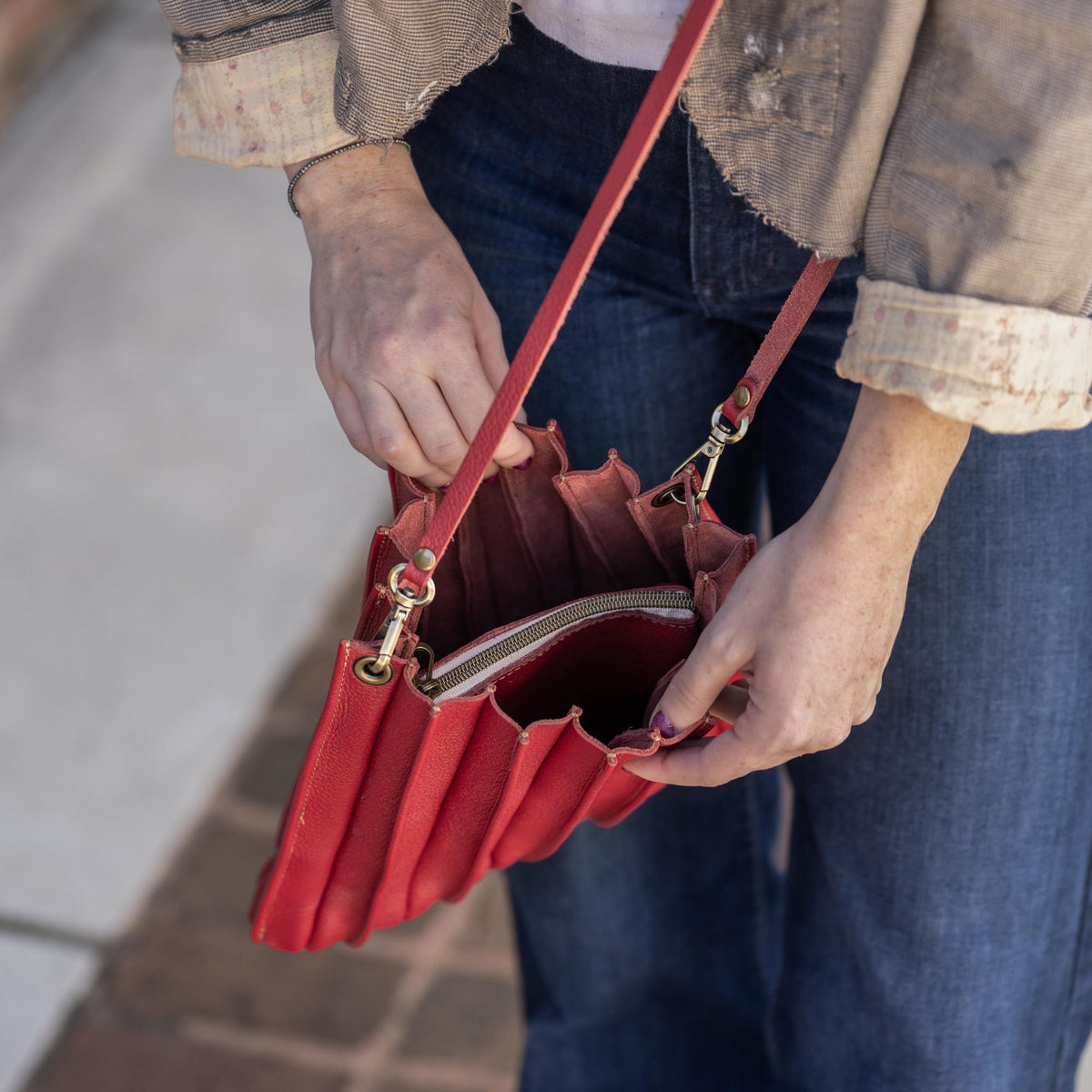 The Kiley Fine Leather Pleated Women's Crossbody Purse and Shoulder Bag