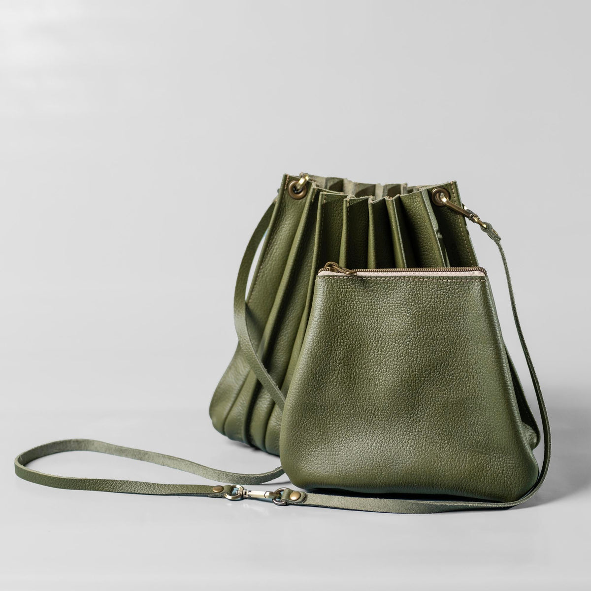 The Kiley Fine Leather Pleated Women's Crossbody Purse and Shoulder Bag