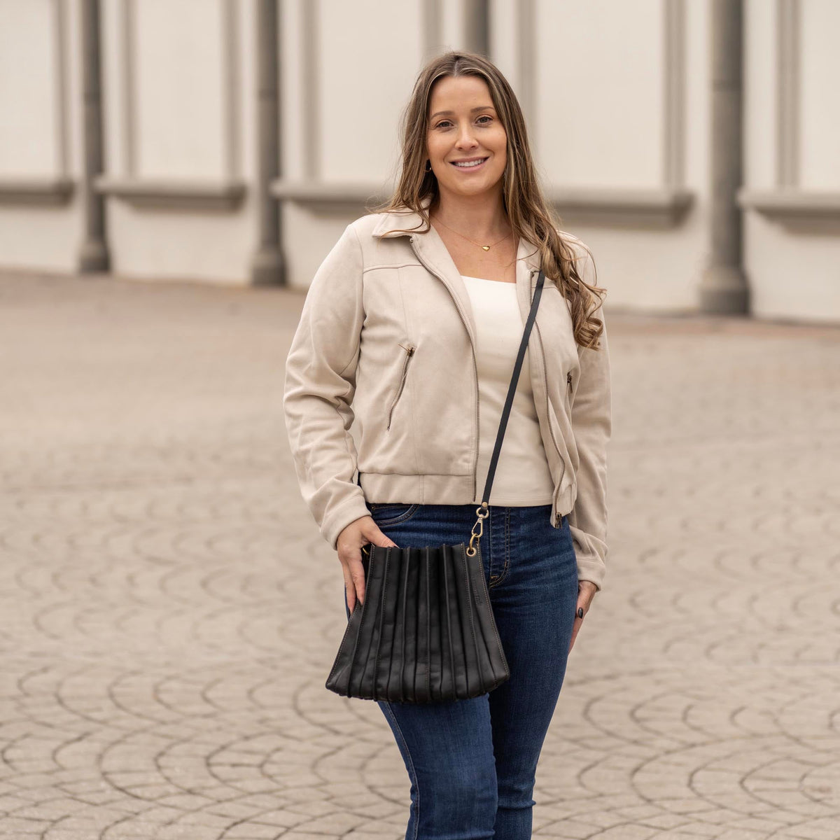 The Kiley Fine Leather Pleated Women's Crossbody Purse and Shoulder Bag