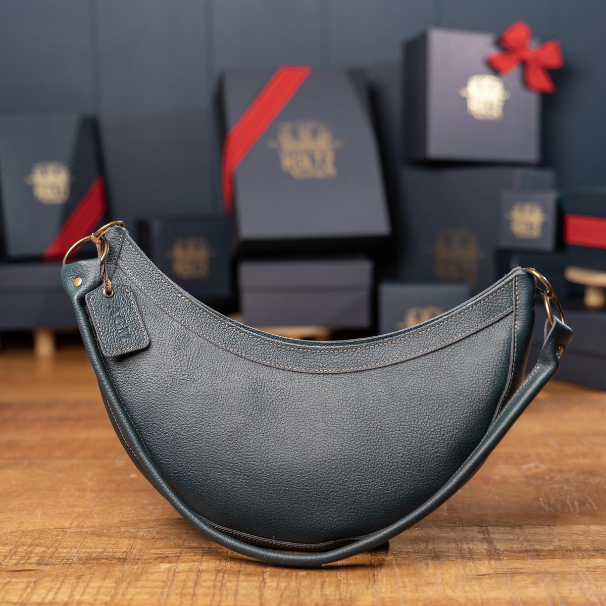 The Luna Fine Leather Crescent Shoulder Bag Purse