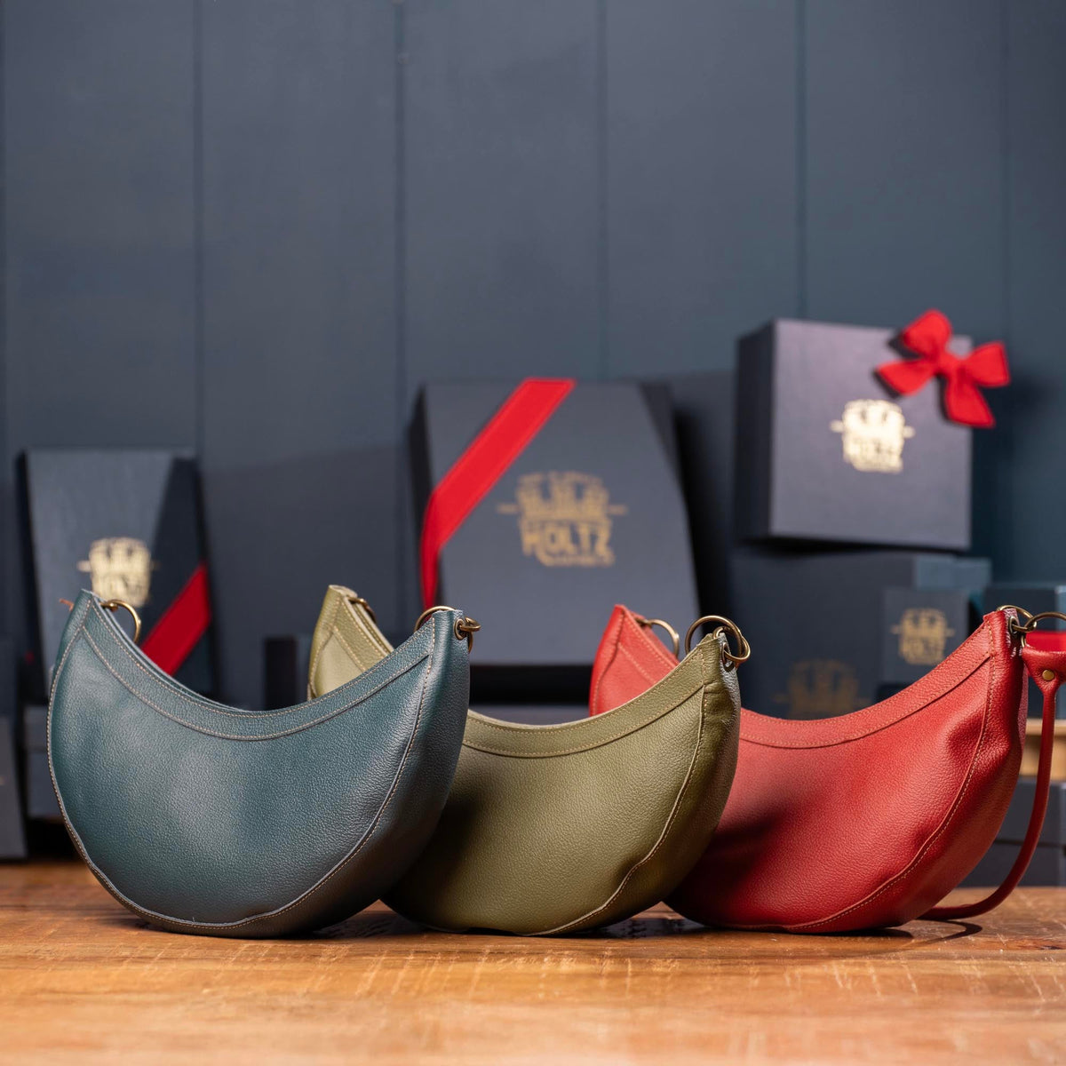 The Luna Fine Leather Crescent Shoulder Bag Purse