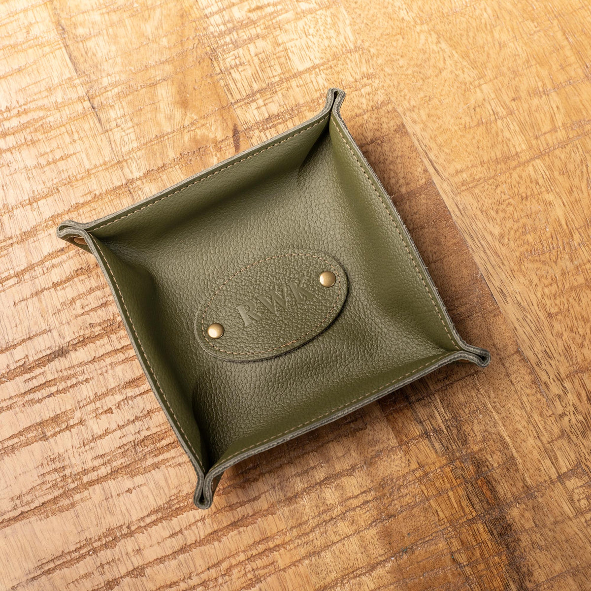 The Monticello Fine Leather Personalized Desk Valet Caddy Tray for Dresser or Office Gift